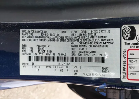 2016 Ford Fiesta Se from USA, damaged, VIN 3FADP4EJ2GM147262